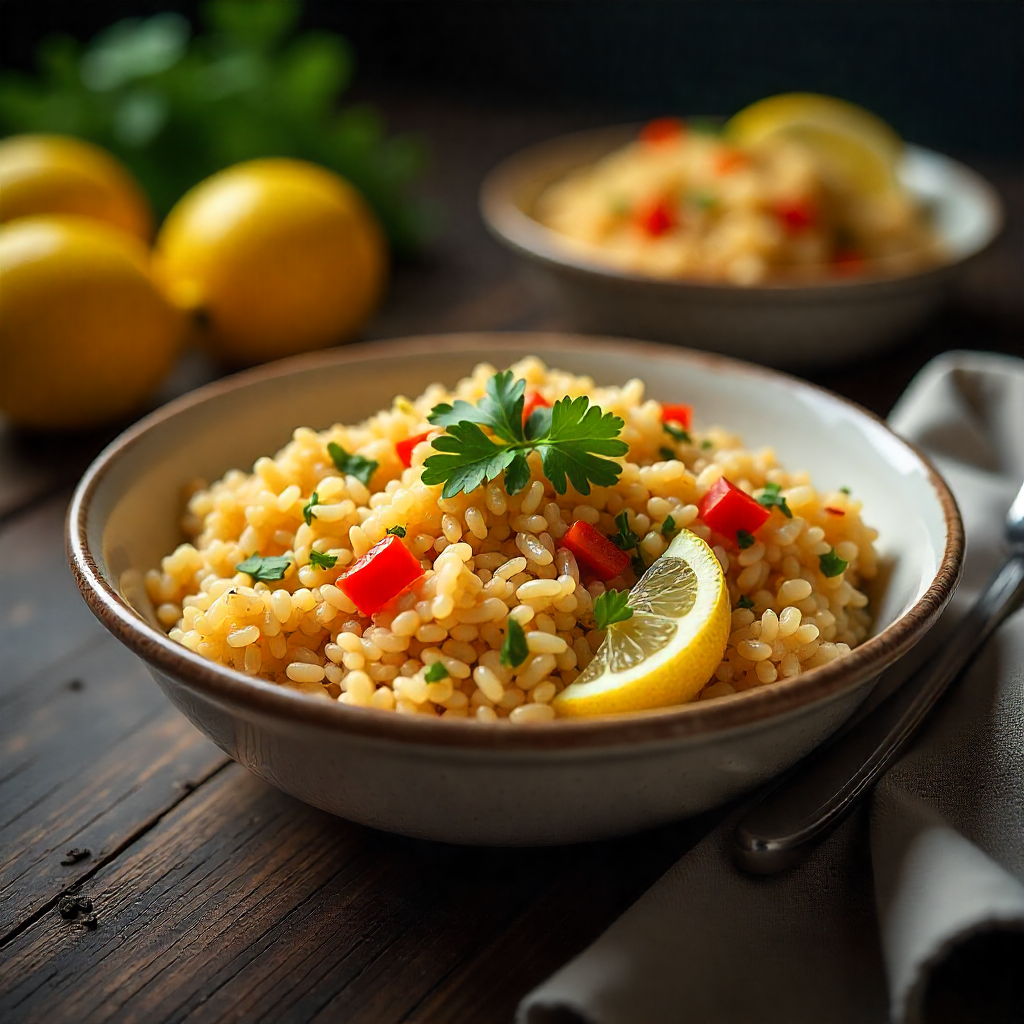 Easy Mediterranean Lunch Recipe with Herbed Rice and Vegetables